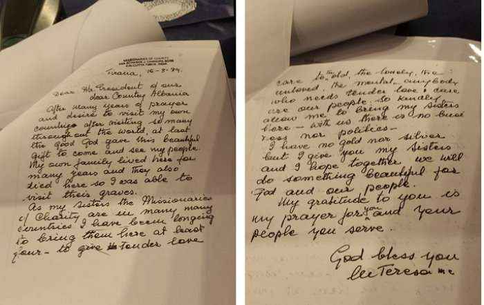 LETRA/ Ja çfarë i shkroi Nënë Tereza, Ramiz Alisë në vitin 1989 
