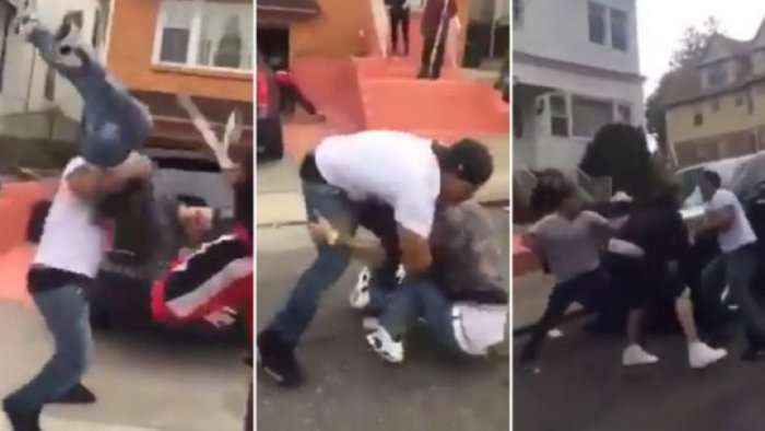 Momenti kur një burrë i fuqishëm si përbindësh, rrah brutalisht disa persona (Video, +18)