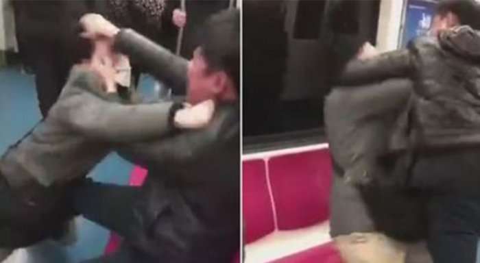 Plas sherri në tren, pasagjerët grushtohen me njëri-tjetrin (Video)
