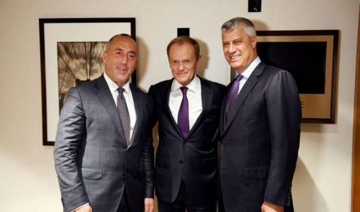 Thaçi dhe Haradinaj takojnë presidentin e Këshillit Evropian
