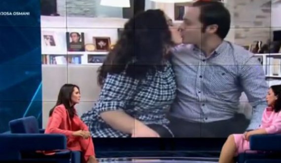 Osmani e komenton puthjen live me bëashkëshortin e saj, gjatë një interviste televizive