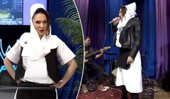 Adelina Ismaili në emisionin e saj shfaqet me “veshjen e katundit”, këndon “Me gojë hapur ka mbetur Serbia”