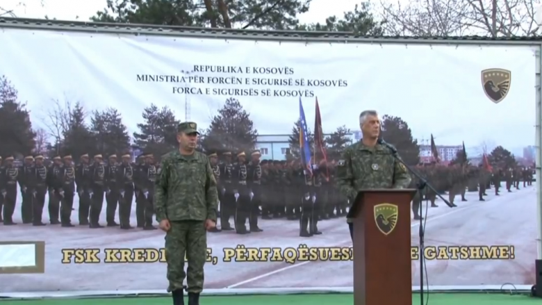 Thaçi nga kazerma “Adem Jashari”: Kosovë urime ushtria!