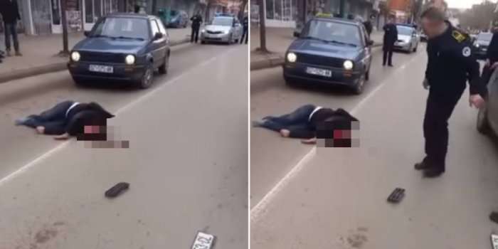 Vetura godet qytetarin në qendër të Malishevës, qytetarët nuk e ndihmojnë por e filmojnë të shtrirë në rrugë! (Video)