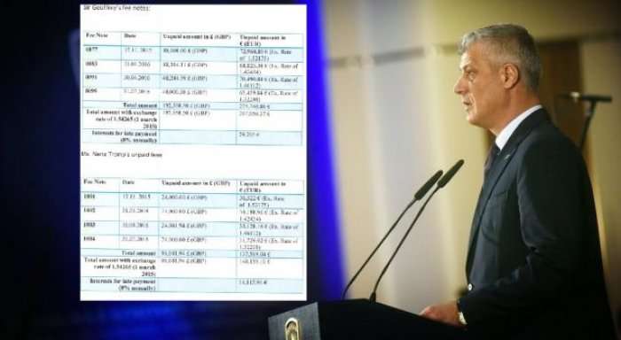 Ekskluzive: Presidenti Thaçi i ka mbetur borxh 500 mijë euro avokatit Geoffrey Nice 