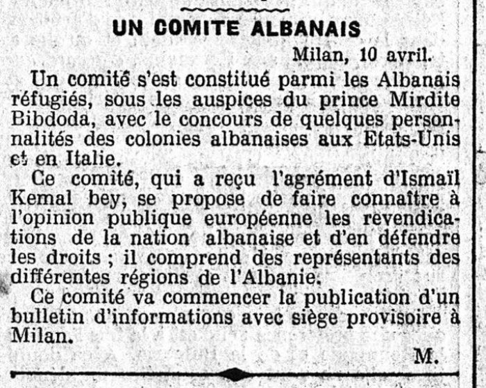 'Le Gaulois' (1913) / Miratimi i Ismail Qemalit, për krijimin e komitetit shqiptar të Milanos