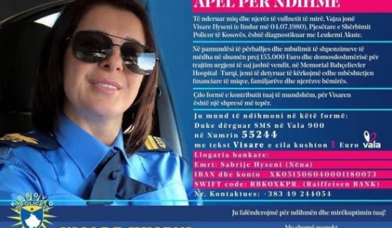 Policja e Kosovës diagnostikohet me leukemi akute, kërkon ndihmën e njerëzve vullnet mirë