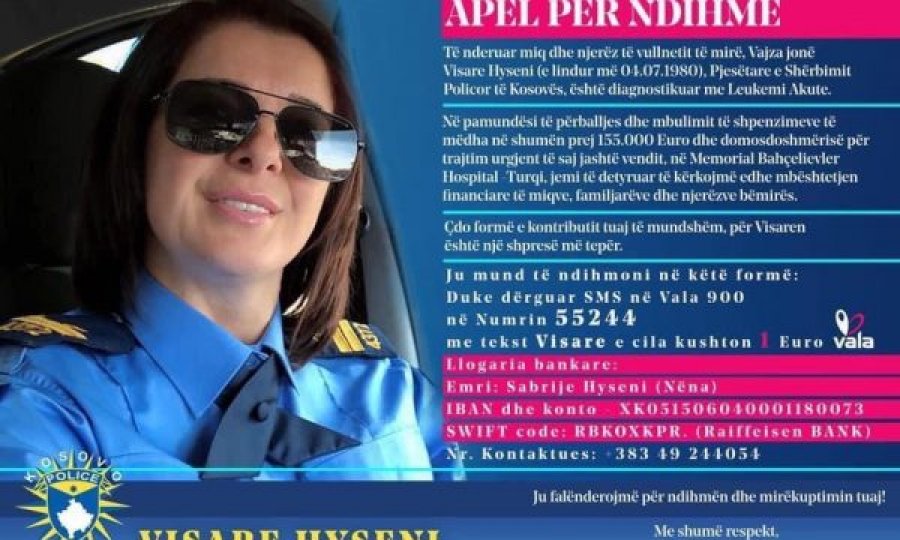 Policja e Kosovës diagnostikohet me leukemi akute, kërkon ndihmën e njerëzve vullnet mirë