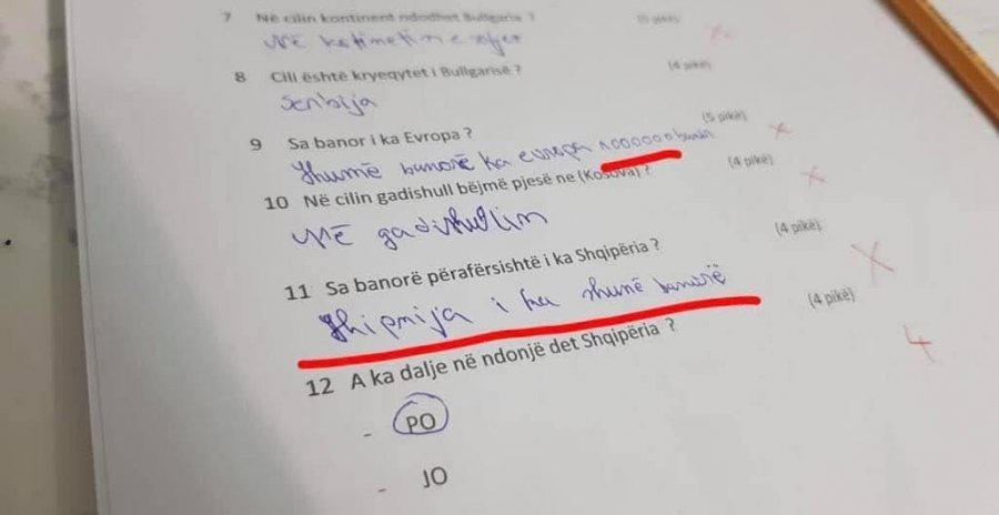 “Kryeqytet i Bullgarisë është Serbia”, nxënësi kosovar i klasës së shtatë shokon me padituri në test