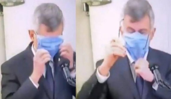 Bëhet virale video e ministrit që demonstron një formë ndryshe të vendosjes së maskës