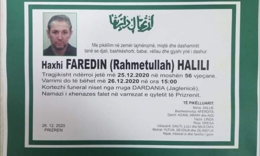  Vrasja nga i biri, familja nga Prizreni njofton se sot e varrosin babanë 