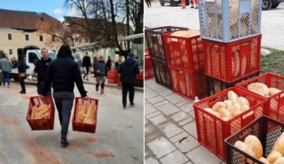 Kosovari nga Hasi shpërndanë bukë falas për të prekurit nga tërmeti në Kroaci