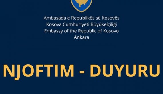 Ambasada e Kosovës në Ankara del me një njoftim për ata që ia mësyjnë Turqisë