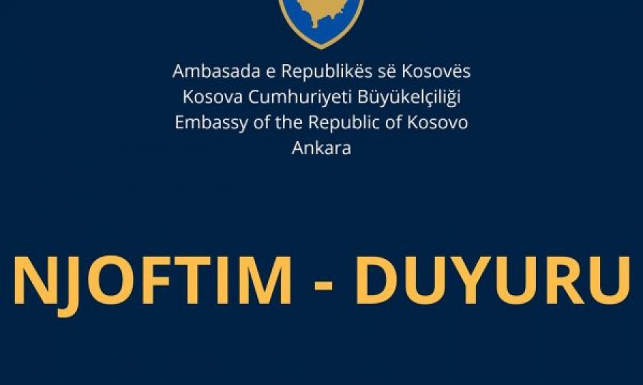 Ambasada e Kosovës në Ankara del me një njoftim për ata që ia mësyjnë Turqisë