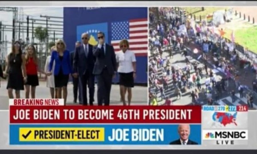 MSNBC raporton për fitoren e Bidenit me fotografi të tij nga Kosova