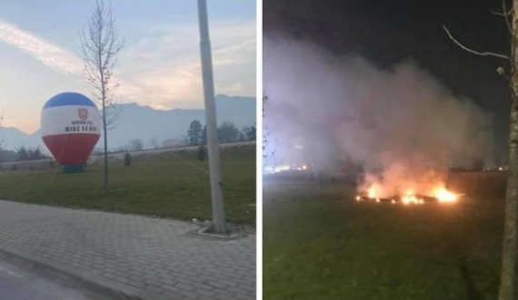 Digjet baloni i vendosur në hyrje të Pejës
