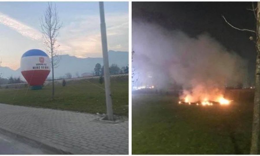 Digjet baloni i vendosur në hyrje të Pejës