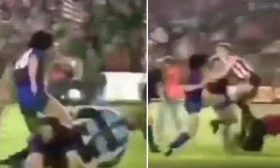 Momenti kur ndeshja e futbollit u shndërrua në ring të UFC-së, Maradona nokauton kundërshtarin