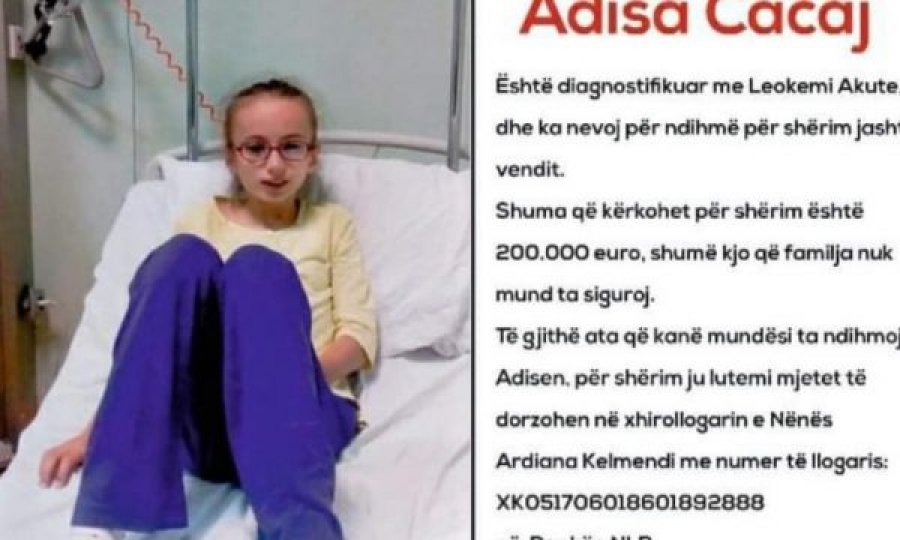 Adisa Cacaj ka nevojë për ndihmë për shërim jashtë vendit