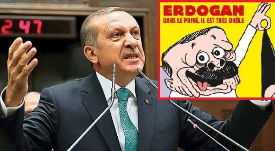 Revista Charlie Hedbo karikaturizon Erdoganin, e portretizon në skena erotike
