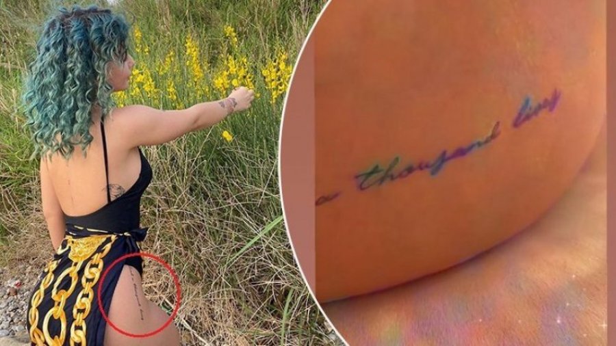 Rina tregon domethënien e tatuazhit që ka në këmbë