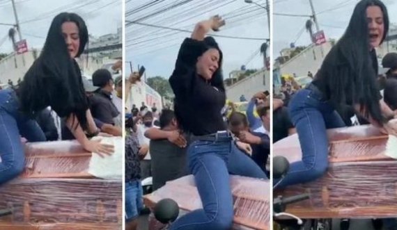 Striptiste në funeral? Vajza vallëzon në mënyrë joshëse mbi arkivol