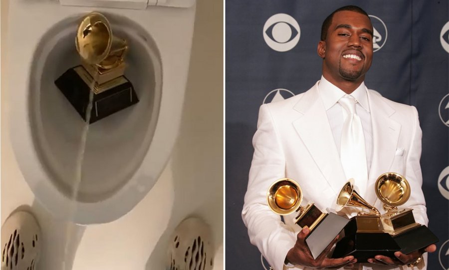 “Më besoni, s’do ndaloj”- Shpërthen Kanye West, publikon videon duke urinuar mbi trofeun e Grammy