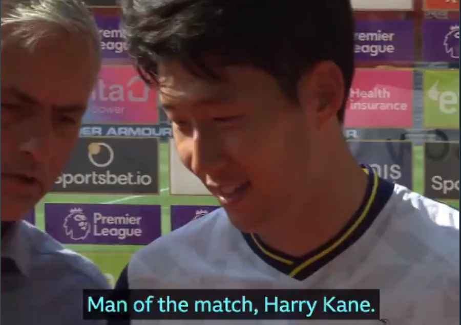 Mourinho ia ndërpret intervistën Sonit, i thotë se Kane ishte lojtari i ndeshjes 