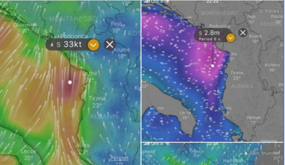 ‘Erëra të forta në Shqipëri, dallgët do arrijnë lartësinë 3 metra’