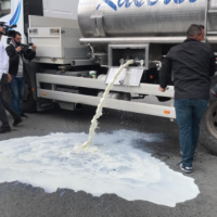 Përfaqësuesit e fermerëve e bllokojnë rrethin e “Dragodanit”, e derdhin qumështin në rrugë