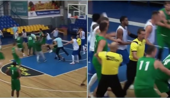 Rrahje masive në një ndeshje basketbolli në Ukrainë, i gjithë ekipi kundërshtar vrapoi pas një basketbollisti