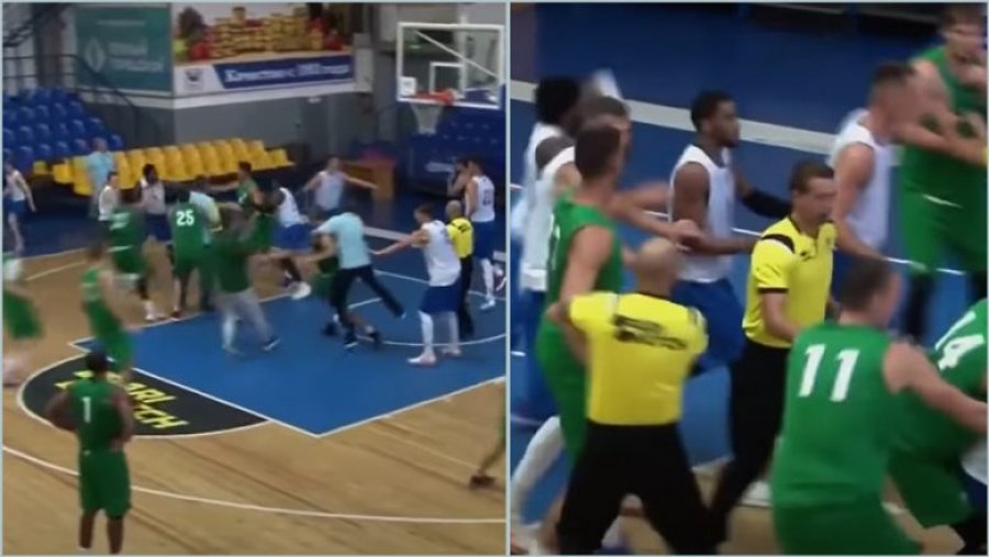 Rrahje masive në një ndeshje basketbolli në Ukrainë, i gjithë ekipi kundërshtar vrapoi pas një basketbollisti