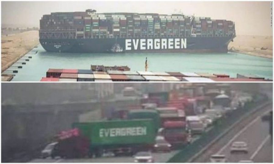 Ashtu si anija, kamioni i së njëjtës kompani bllokon trafikun