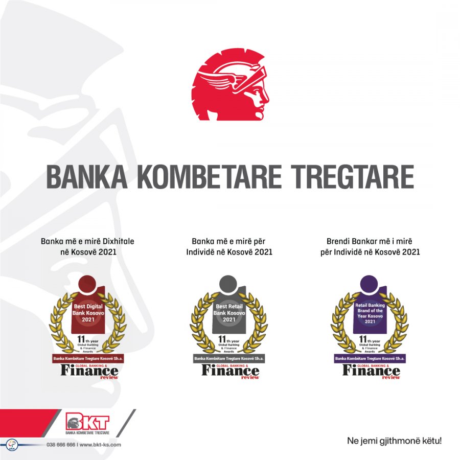 BKT Kosova vlerësohet me 3 çmime prestigjioze nga Global Banking & Finance