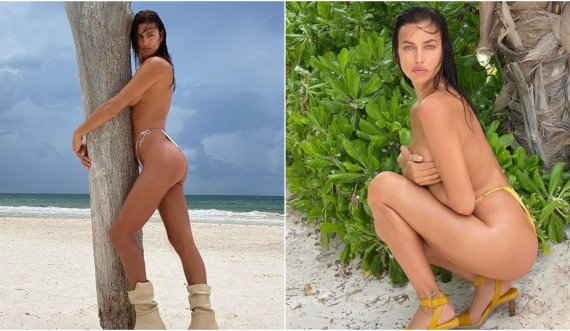 Irina Shayk pozon topless për markën e njohur, supermodelja mbulon pjesët intime me…