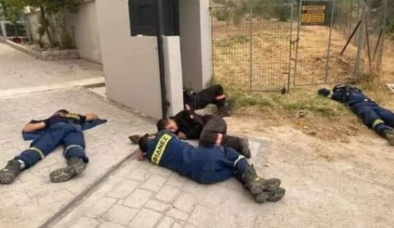 Gjendja e zjarrfikësve: Të shtrirë e të rraskapitur pas orëve të gjata lufte me flakët