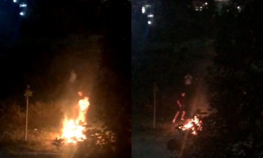  Në mes të natës, disa të rinj në lagjen Ulpiana ndezin zjarr krejt afër kontejnerëve 