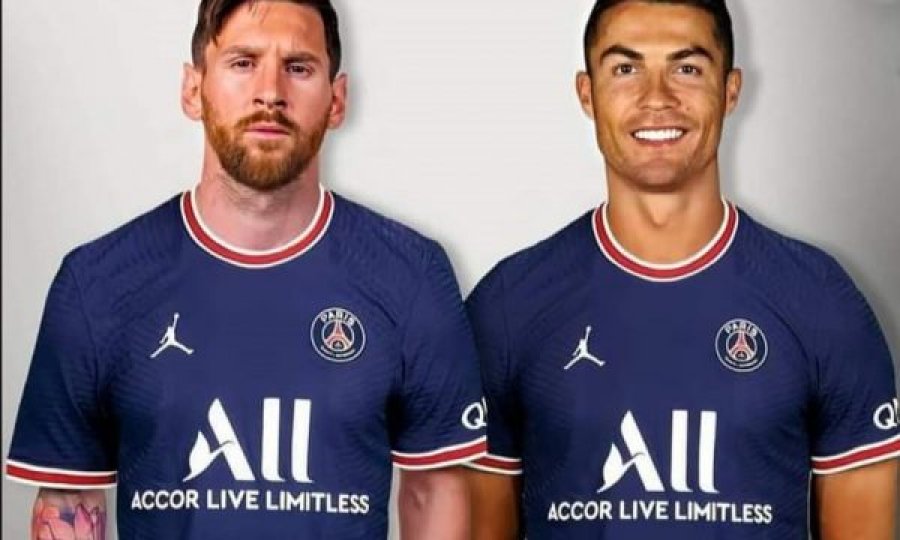 Anëtari i familjes që ka në pronësi PSG-në poston foto të Messit e Ronaldos me fanellën e klubit francez