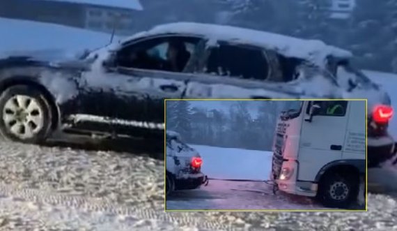 Kosovari me Audi nxjerr gjermanin me kamion nga bora