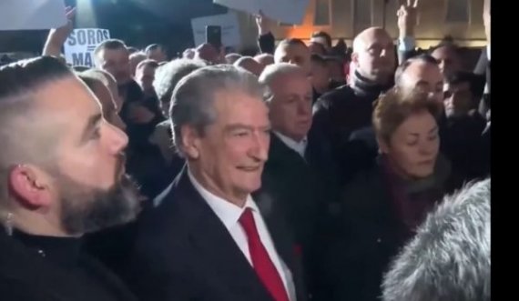 Ish-deputetja e LDK-së krah Sali Berishës në protestën kundër Vuçiq