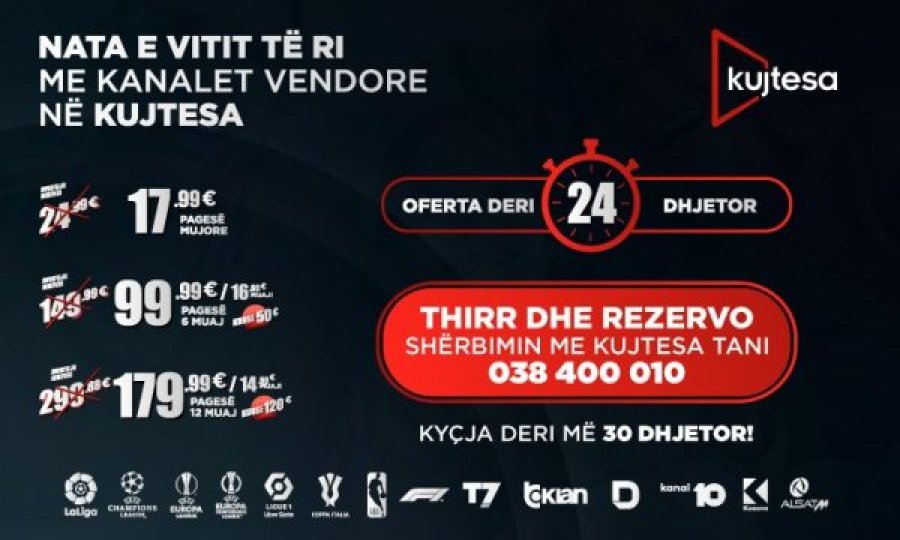 OFERTA VETËM EDHE 4 DITË, Kurse deri në 120€ me Kujtesa, prite natën e vitit të ri me kanalet vendore dhe emisionet festive!