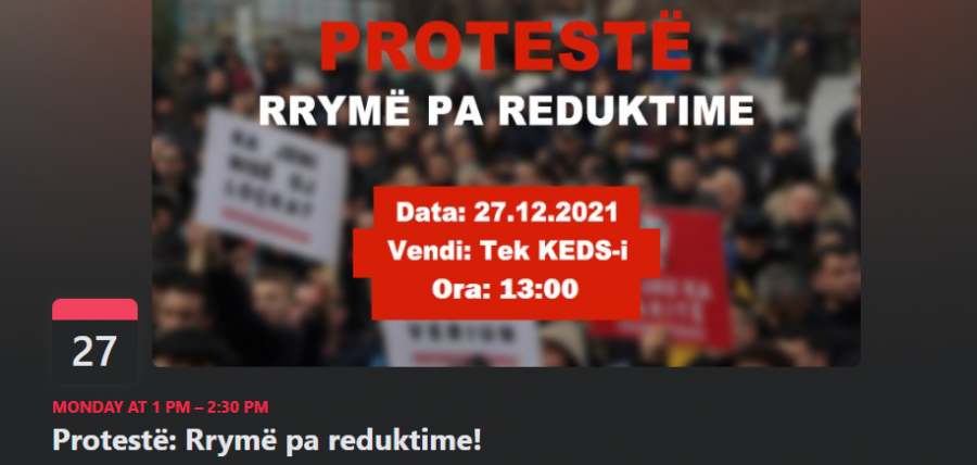 Rritet interesimi për protestën e së hënës kundër reduktimeve të rrymës
