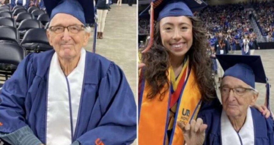 'Më mirë vonë se kurrë', 88-vjeçari diplomon në të njëjtën ditë me mbesën 23-vjeçare