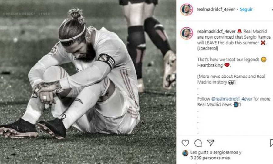 Ramos pëlqen postimin ku thuhet se ai do të largohet nga Real Madridi