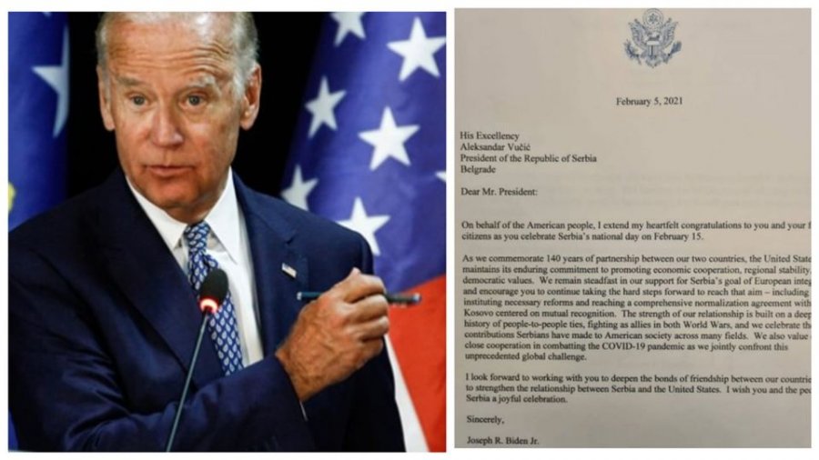 Letra e Joe Biden për Aleksander Vuçiqin ku i kërkon ta njohë Kosovën e përkthyer në shqip