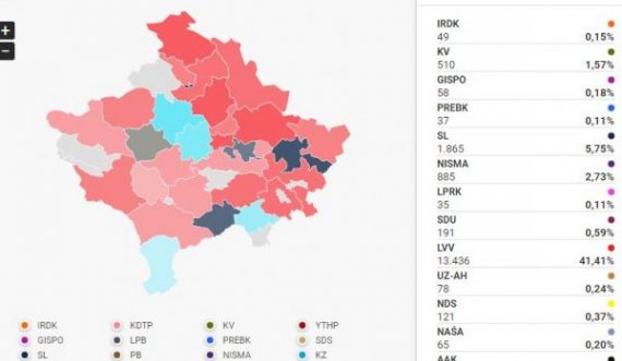 Komunat ku po prin Lëvizja Vetëvendosje