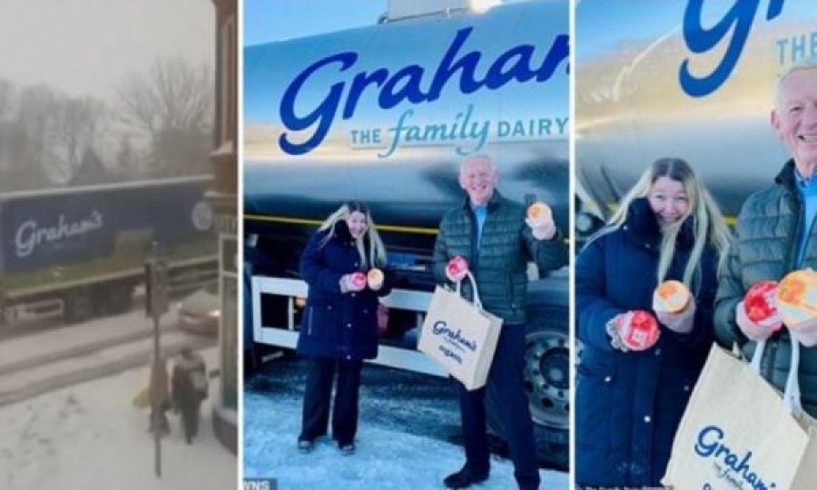 Nëna e tre fëmijëve shtyn kamionin e ngecur në borë, shpërblehet nga kompania