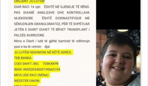 Nëna kërkon ndihmë financiare për transplantimin e palcës kurrizore për të birin