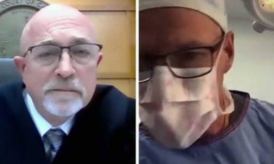 Kirurgu merr pjesë në një seancë gjyqësore online derisa po operonte një pacient