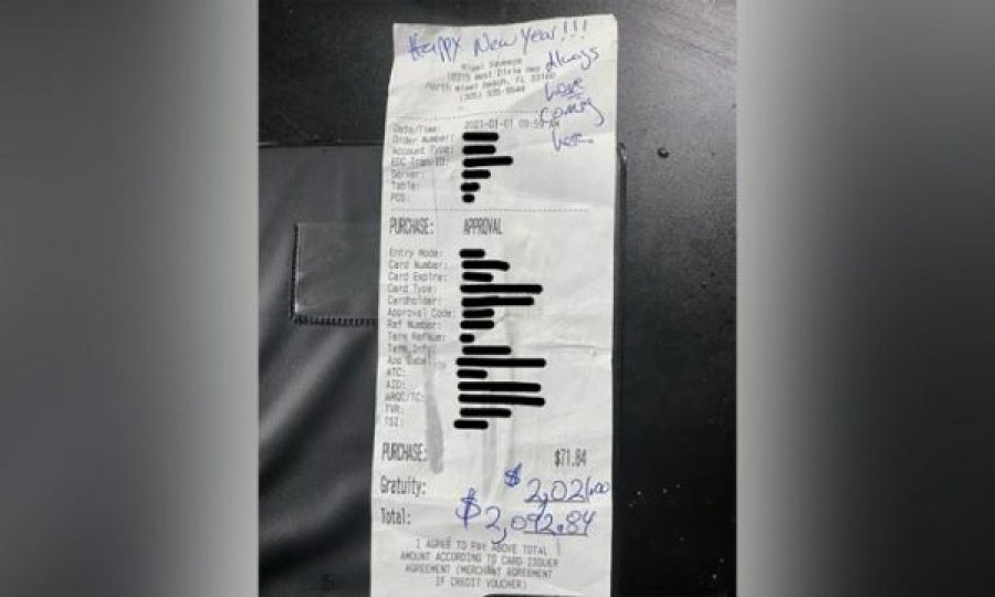 Kafiteria në shok, dikush i la bakshish 2 mijë dollarë 